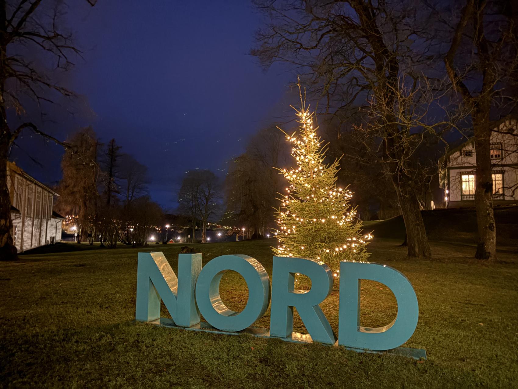 NORD-sign at campus Levanger, Christmas athmosphere